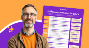 Lehrkraft zusammen mit dem Prompting Leitfaden für Lehrkräfte