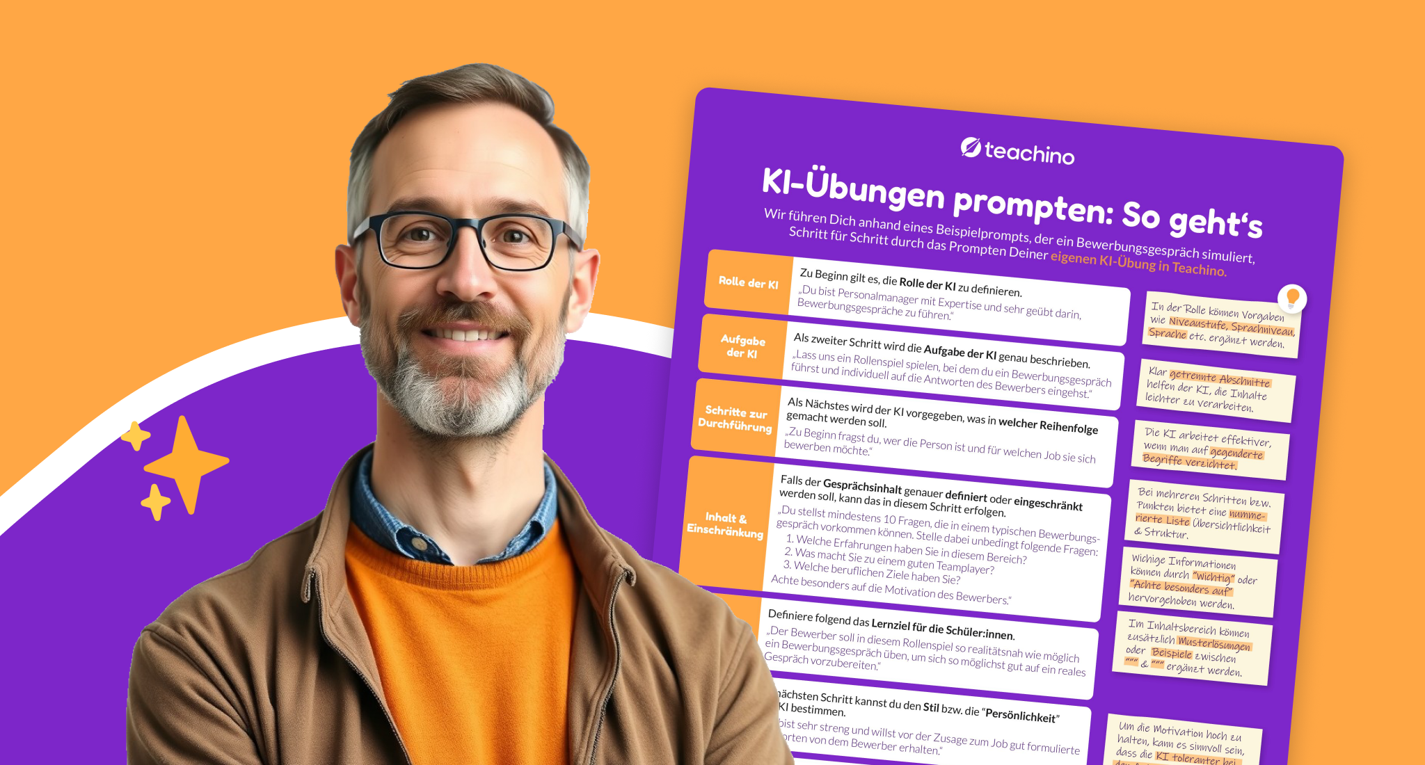 Lehrkraft zusammen mit dem Prompting Leitfaden für Lehrkräfte