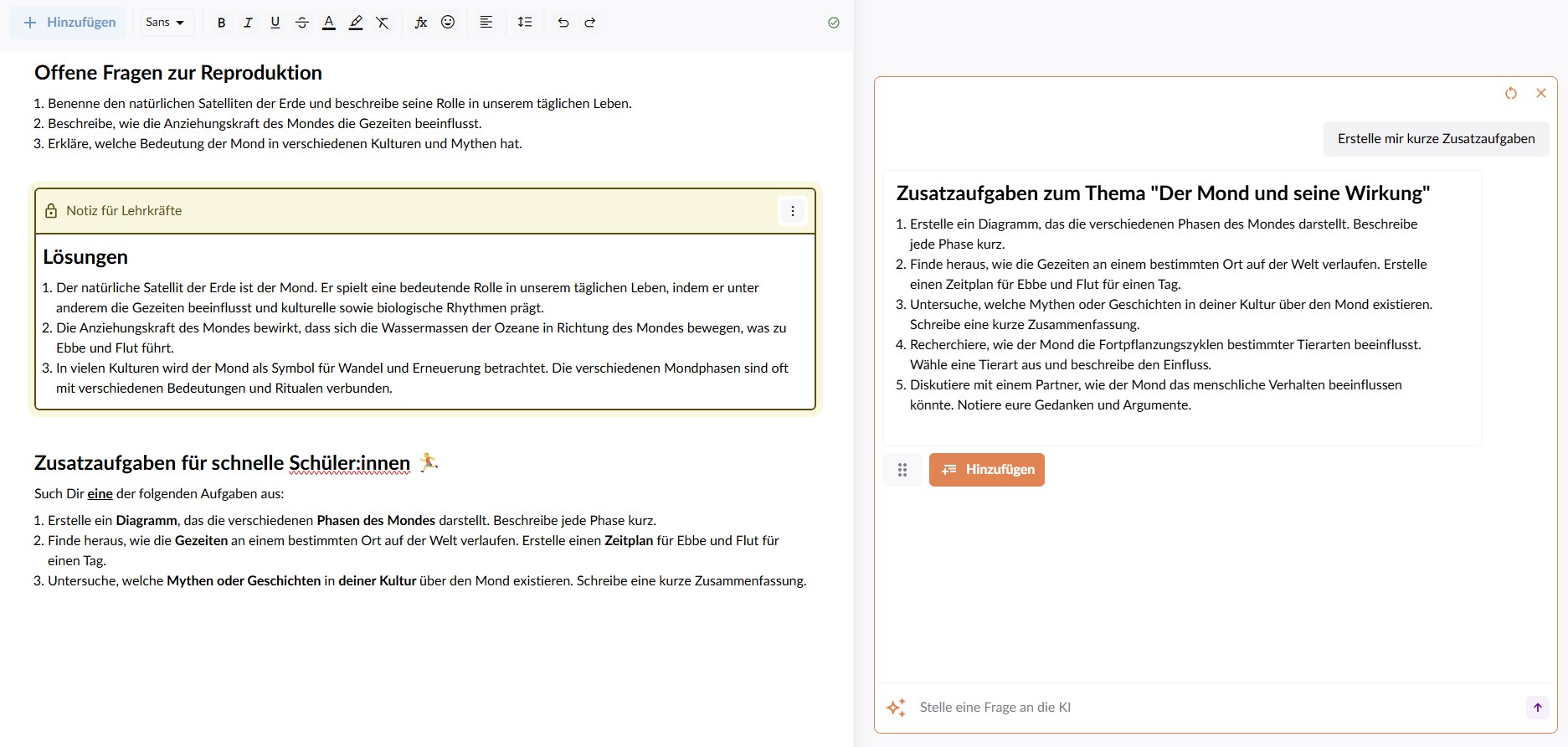 Differenzierung mit Teachino: Zusatzaufgaben erstellen