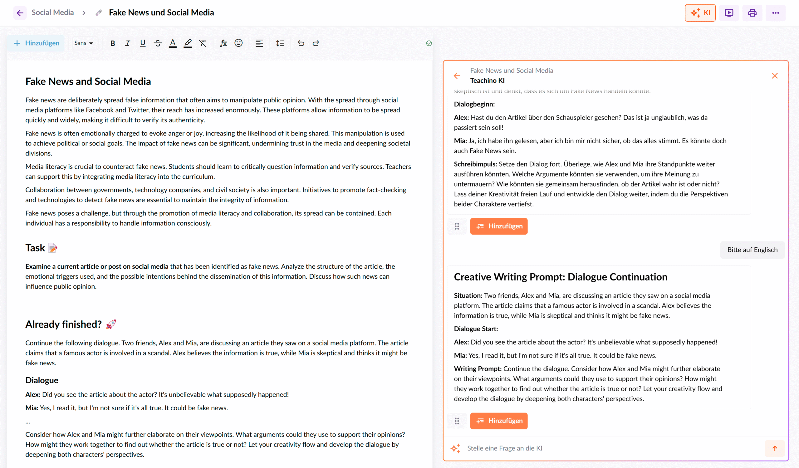 KI im Englischunterricht: Schreibimpulse
