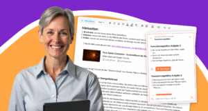 Lehrkraft mit Unterrichtsmaterial, bei dem sie Scaffolding eingesetzt hat