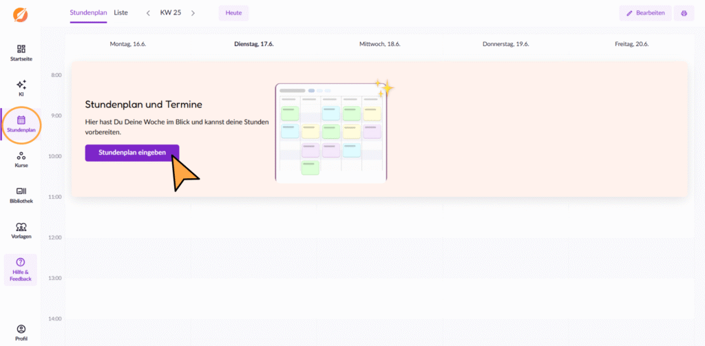 Stundenplan eingeben