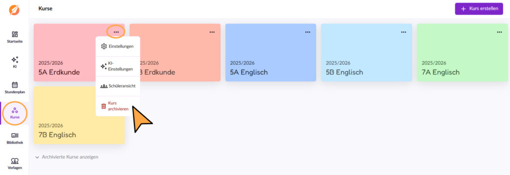 Kurse archievieren