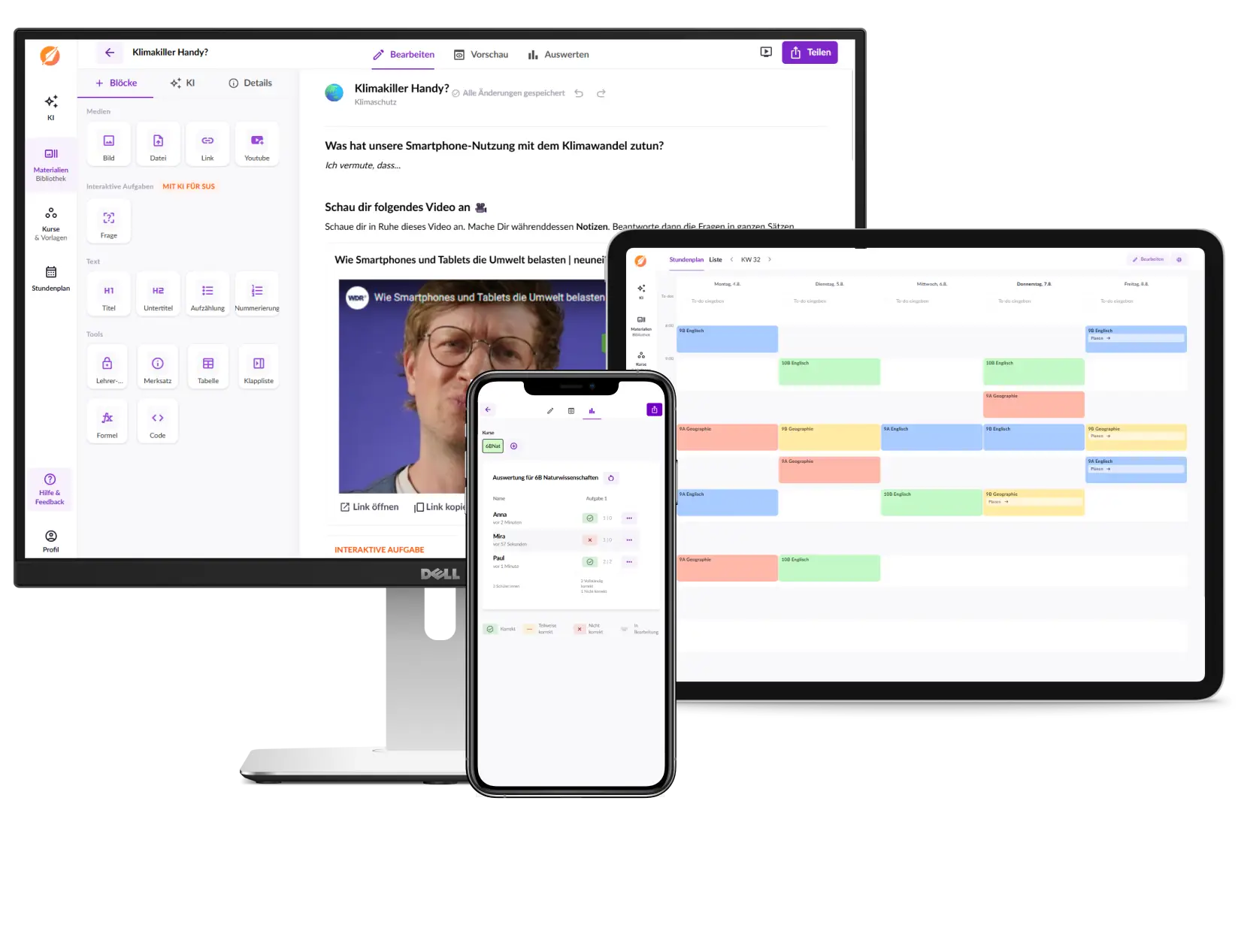 Teachino auf verschiedenen Endgeräten