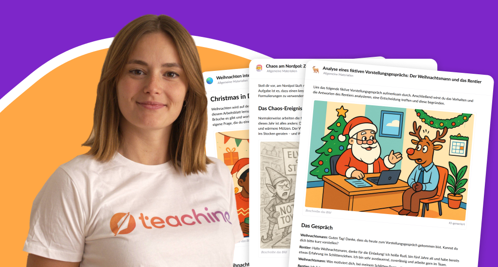 Kira erstellt weihnachtliche Unterrichtsmaterialien mit Teachino