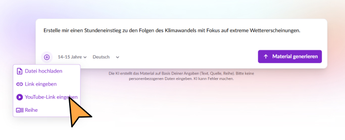 Prompt Eingabe mit YouTube-Video