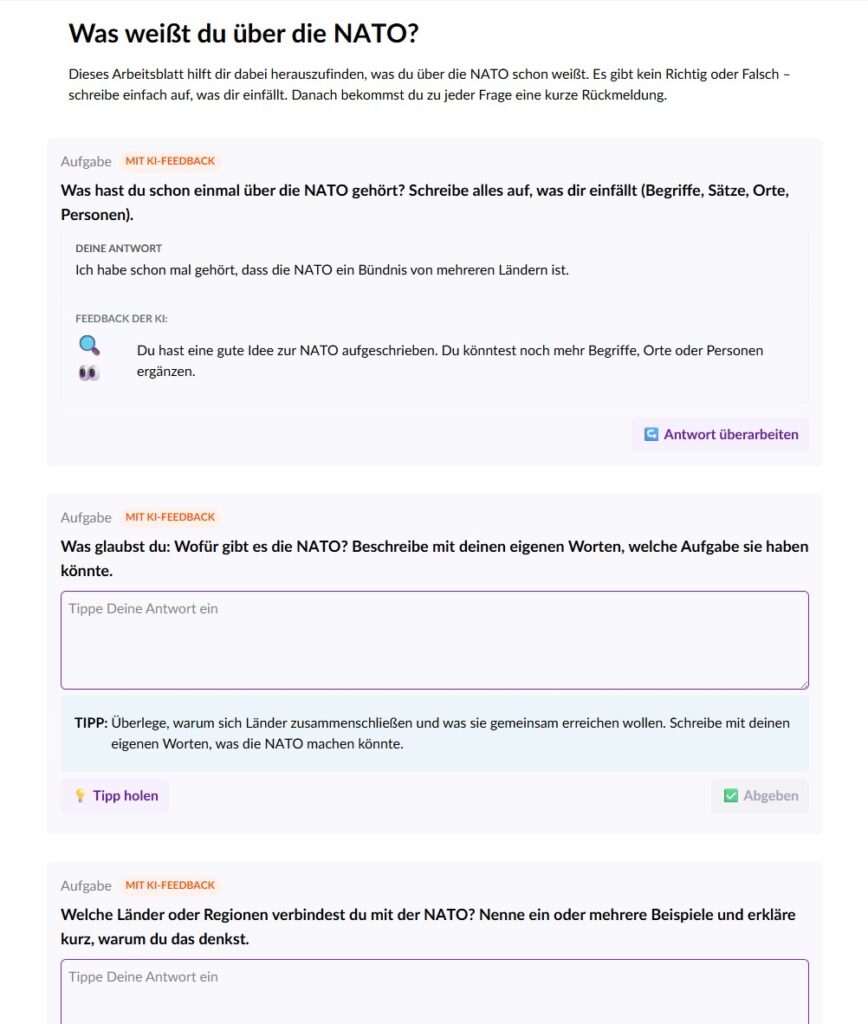 Beispiel Arbeitsblatt NATO